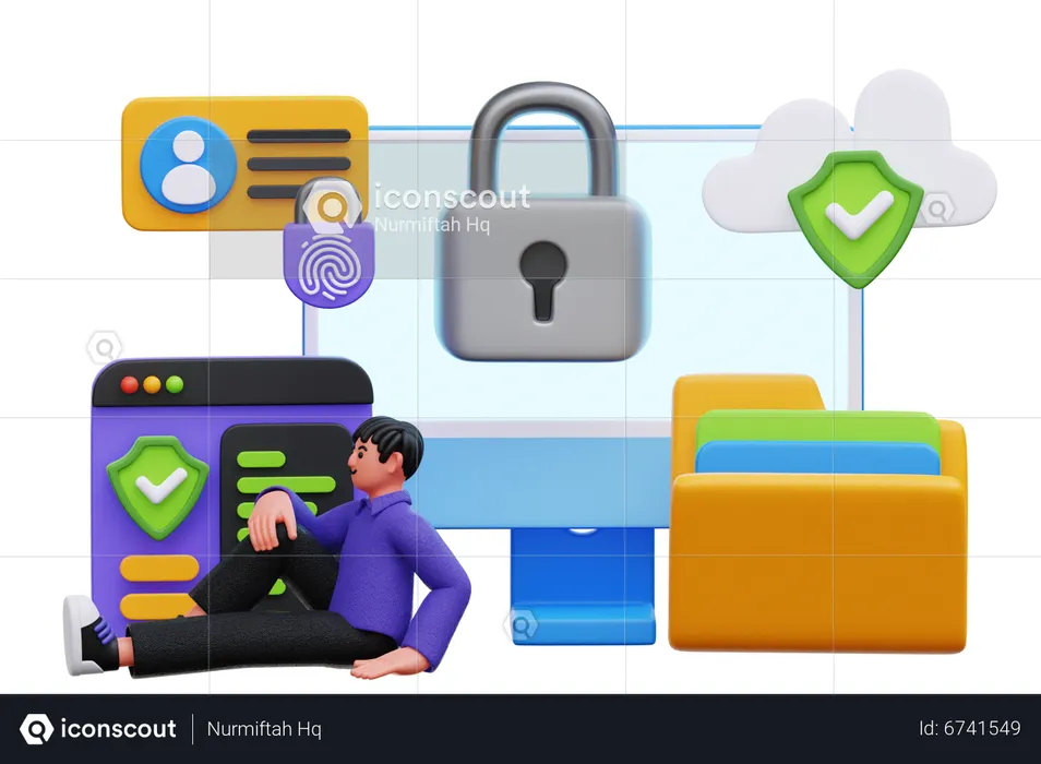 Man using cyber security tools  3D Illustration