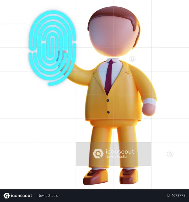 Man using fingerprint security  3D Icon