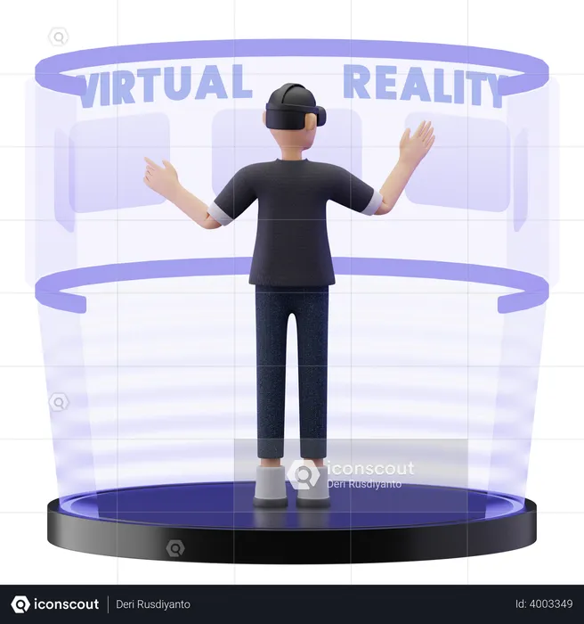 Man using hologram display  3D Illustration