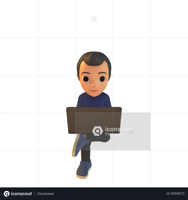 Man Using Laptop  3D Illustration