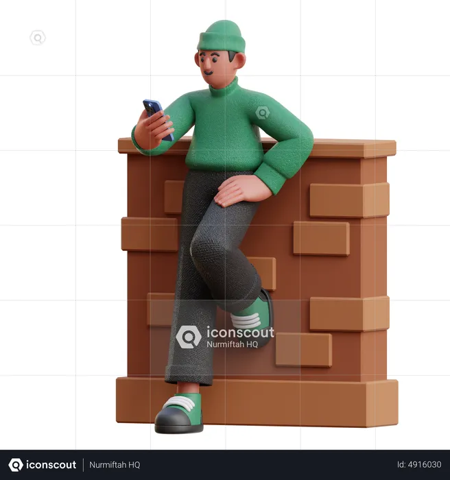 Man using mobile  3D Illustration