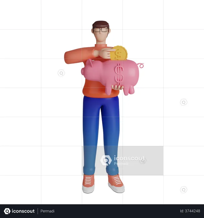 Man using personal savings account  3D Illustration