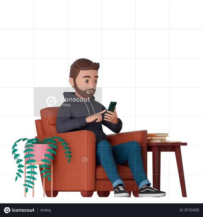 Man using smartphone  3D Illustration