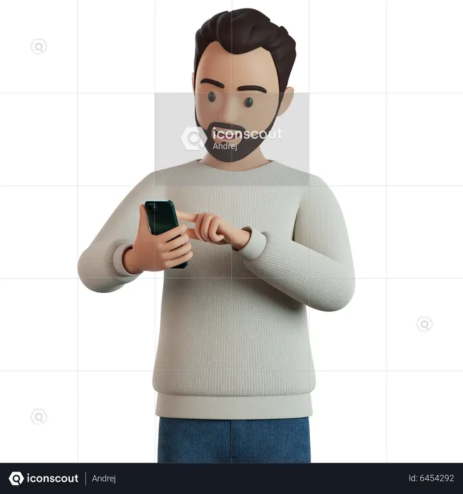 Man Using Smartphone  3D Illustration