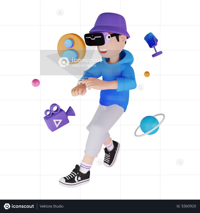 Man using smartwatch in metaverse  3D Illustration