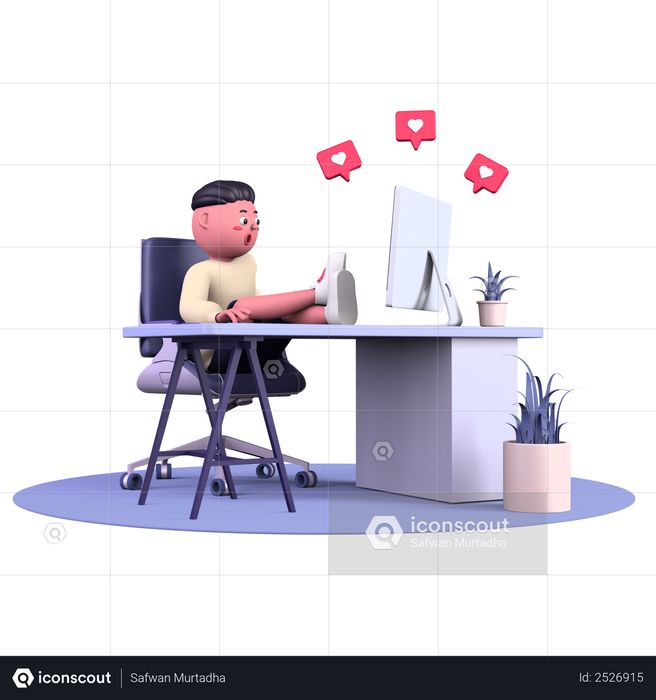 Man using social media 3D Illustration
