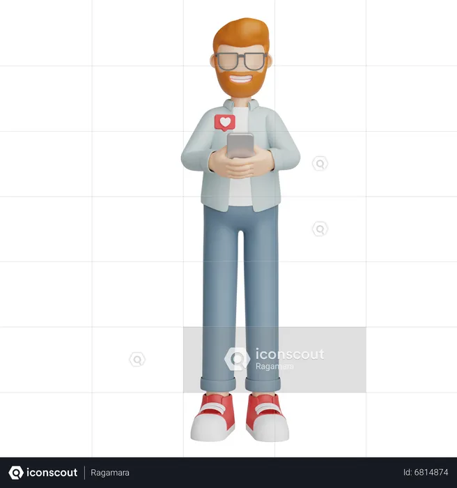 Man Using Social Media  3D Illustration