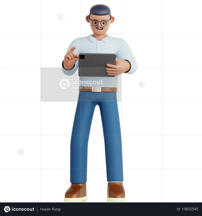 Man Using Tablet  3D Illustration