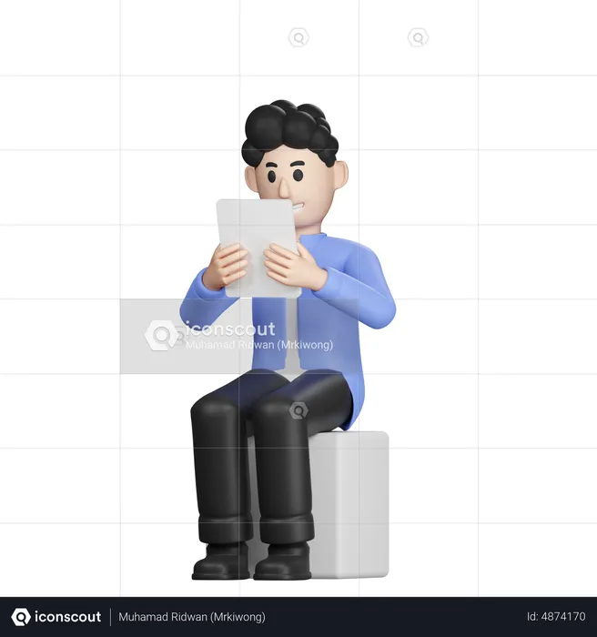 Man using tablet  3D Illustration