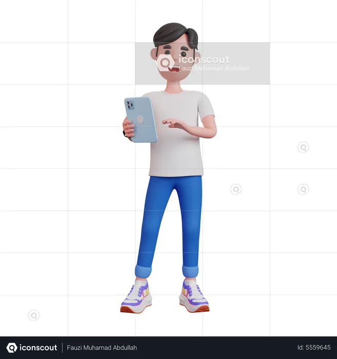 Man Using Tablet  3D Illustration