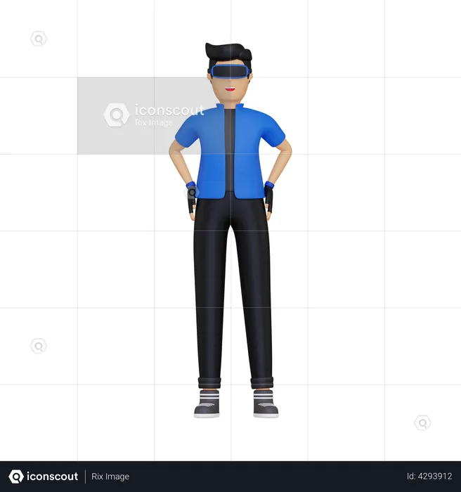 Man using VR tools  3D Illustration