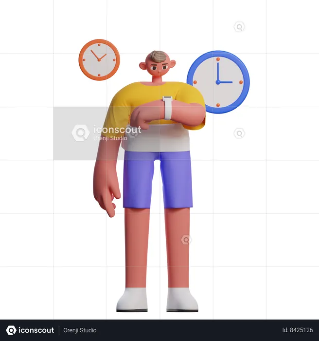 Man Waiting For Package  3D Illustration