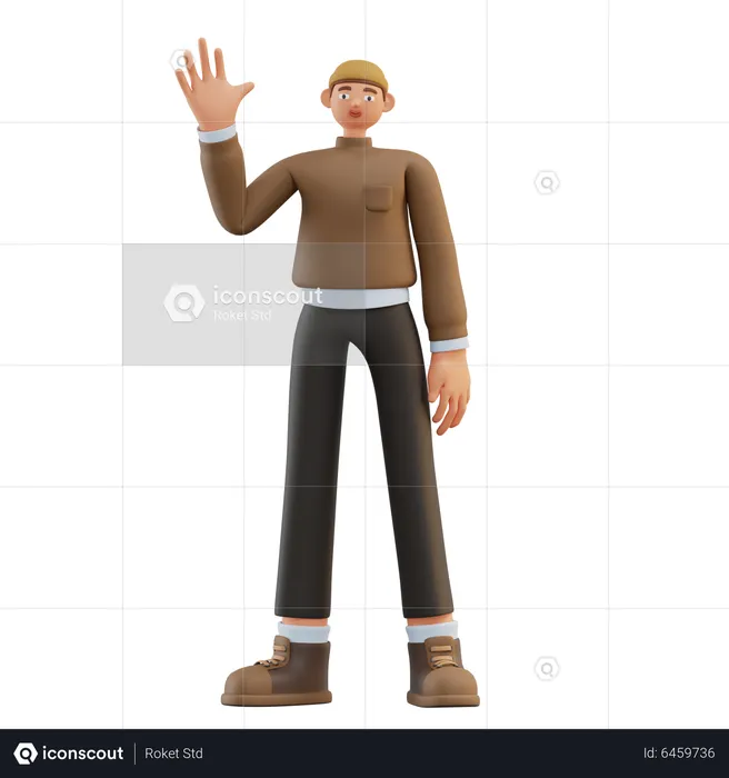 Man waiving hand  3D Illustration