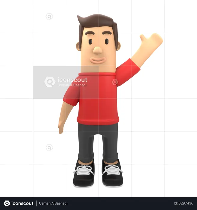 Man waiving his hand  3D Illustration