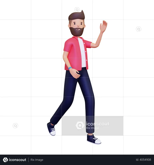 Man walking and saying hello  3D Illustration