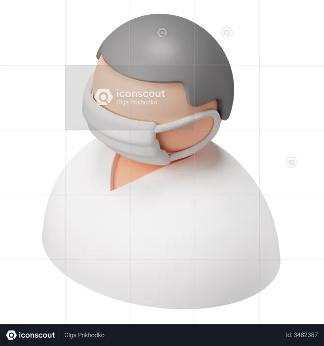 Man Waring Mask  3D Icon
