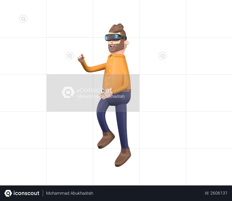 Man watching in VR  3D Illustration