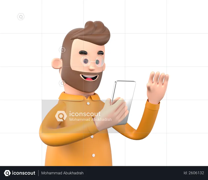 Man watching presentation in mobile  3D Illustration