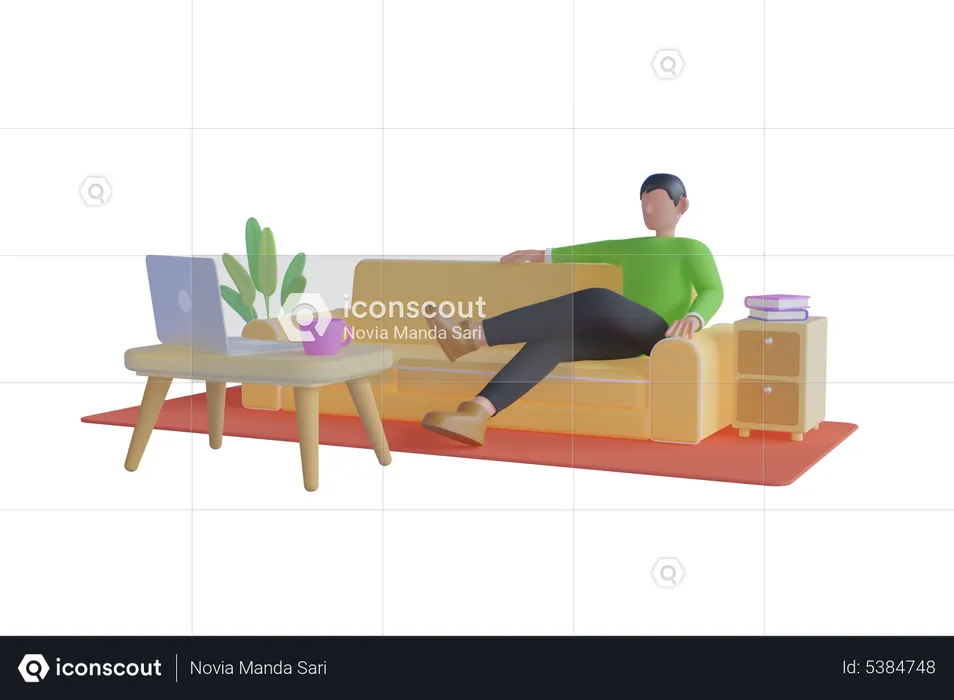 Man watching video on laptop  3D Illustration