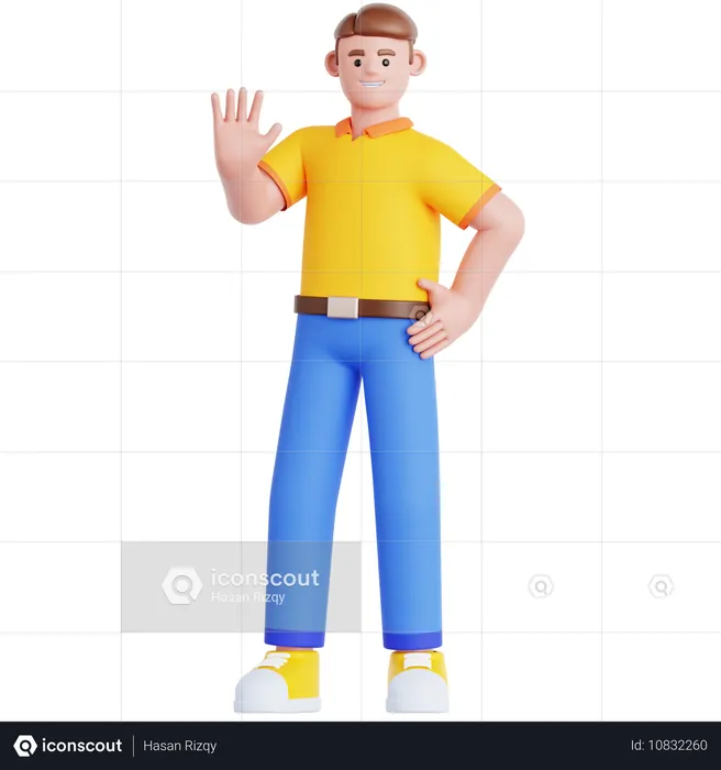 Man Waving Hand  3D Illustration