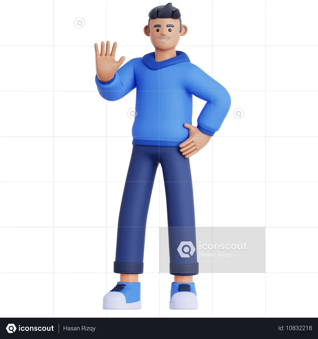 Man Waving Hand  3D Illustration