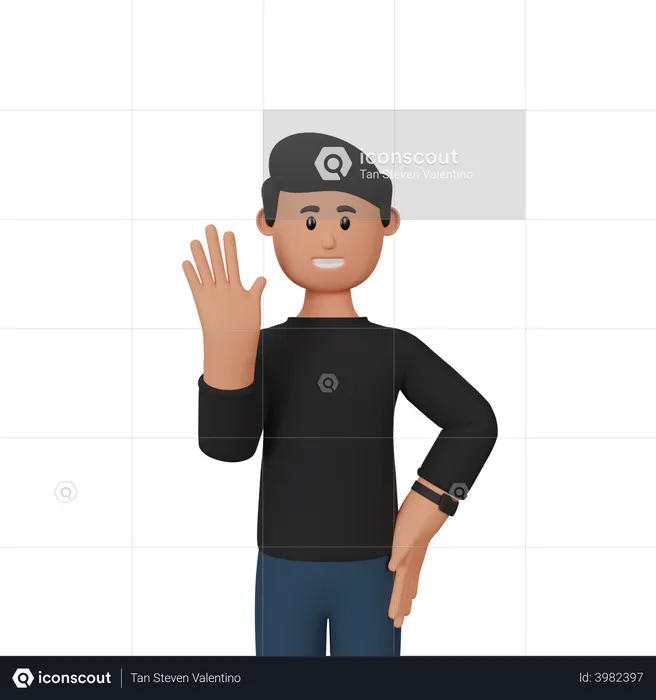 Man waving hand  3D Illustration