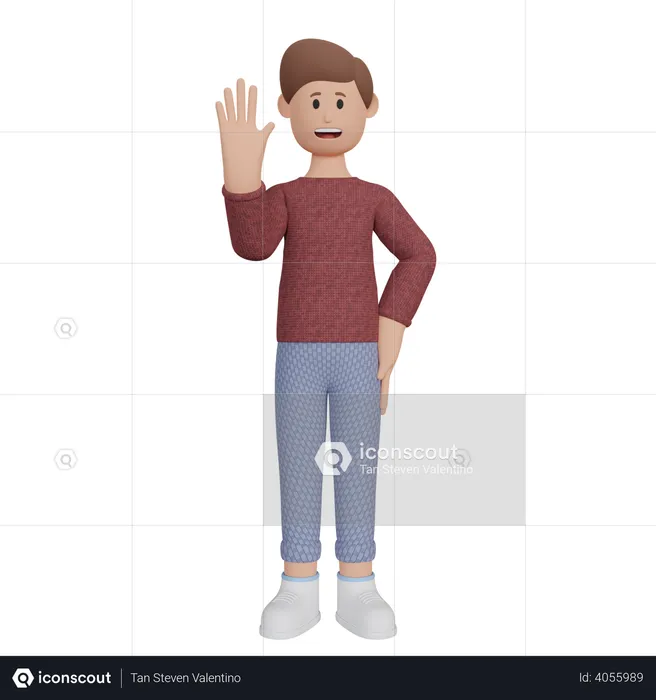 Man waving hand  3D Illustration