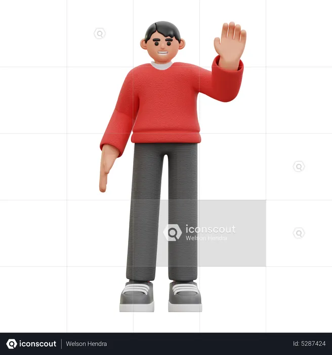 Man waving hand  3D Icon