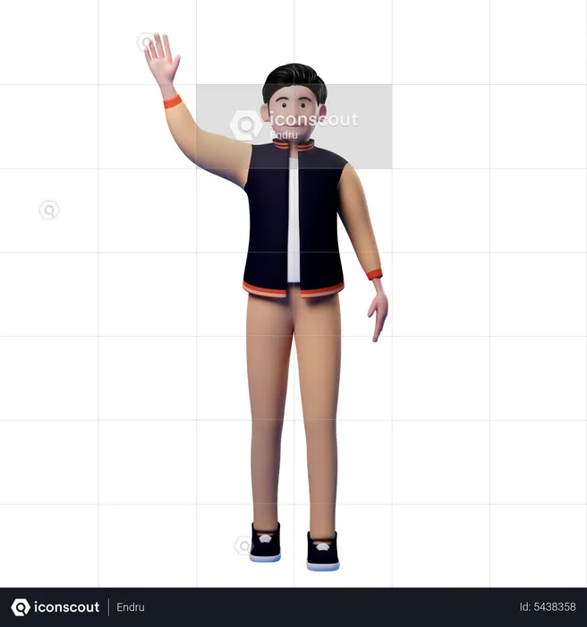 Man waving hand and saying hello  3D Illustration