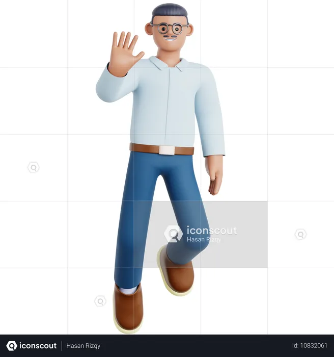 Man Waving Hand While Floating  3D Illustration