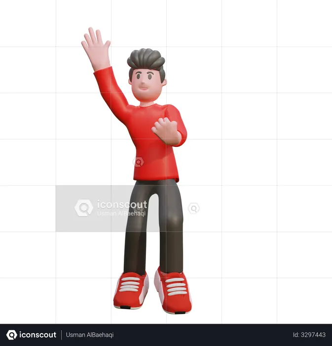 Man waving his hand  3D Illustration