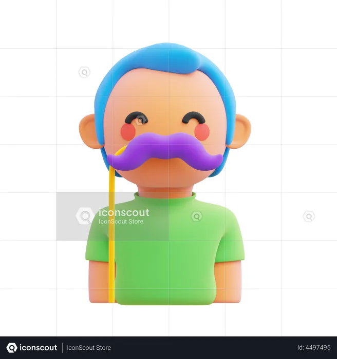 Man Wearing Mustache Mask  3D Icon