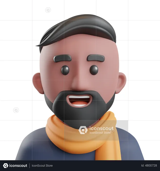 Man Wearing Shall  3D Illustration
