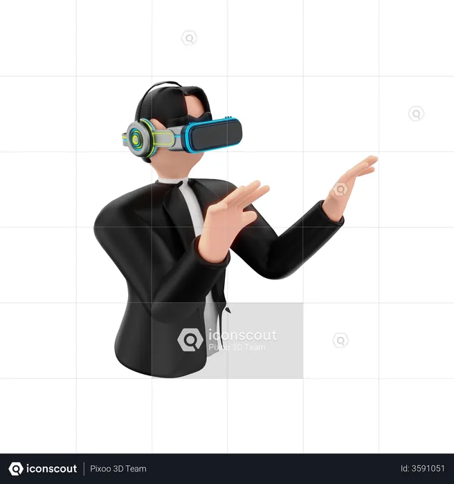 Man Wearing Vr Goggles  3D Illustration