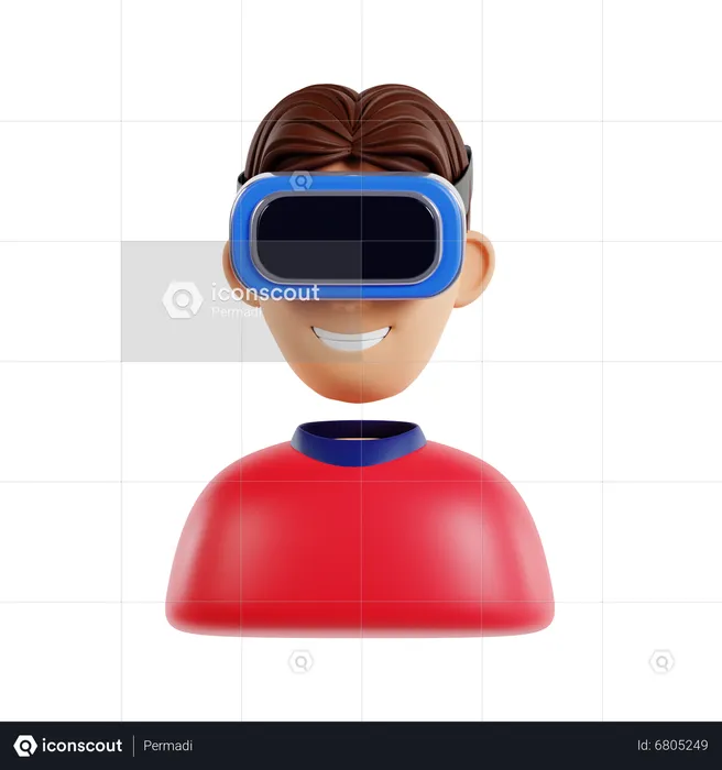 Man Wearing Vr Headset  3D Icon