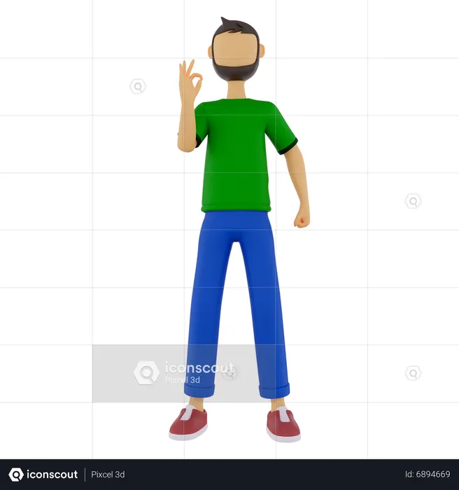 Man With A Ok Hand Gesture  3D Illustration