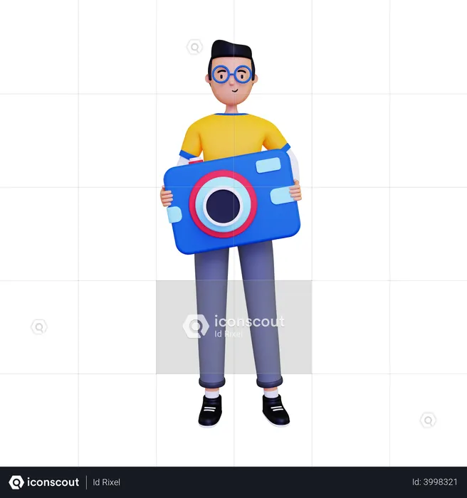 Man with a pocket camera  3D Illustration