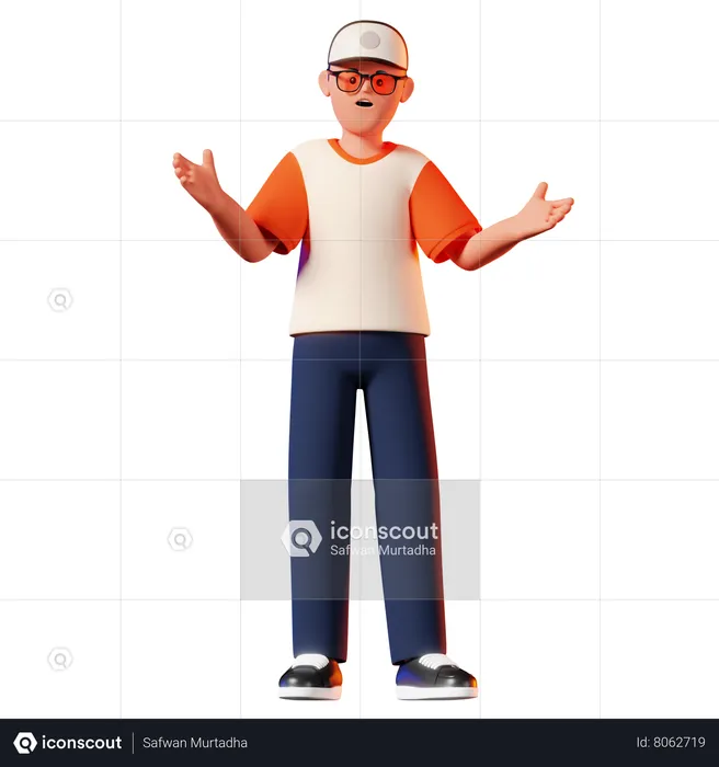 Man With A Surprised Pose  3D Illustration