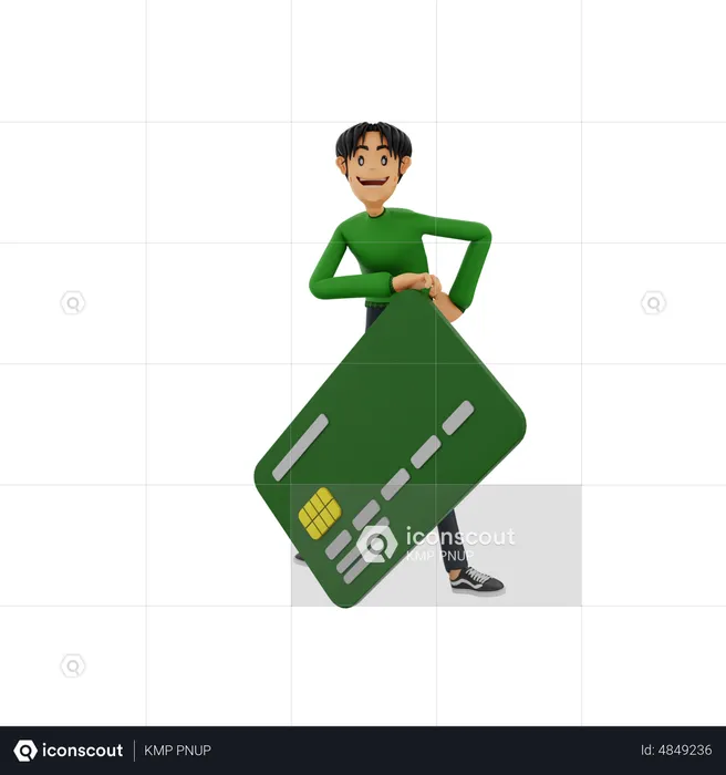 Man with bank card  3D Illustration
