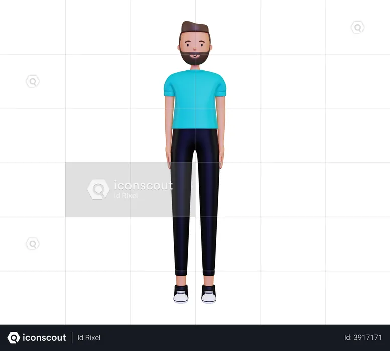 Man with beard standing and giving pose  3D Illustration