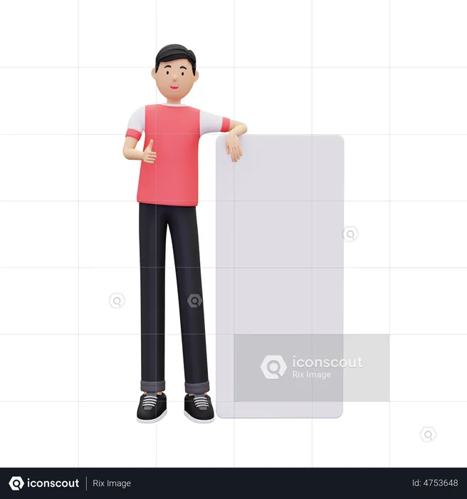Man With Blank Placard For Advertising  3D Illustration