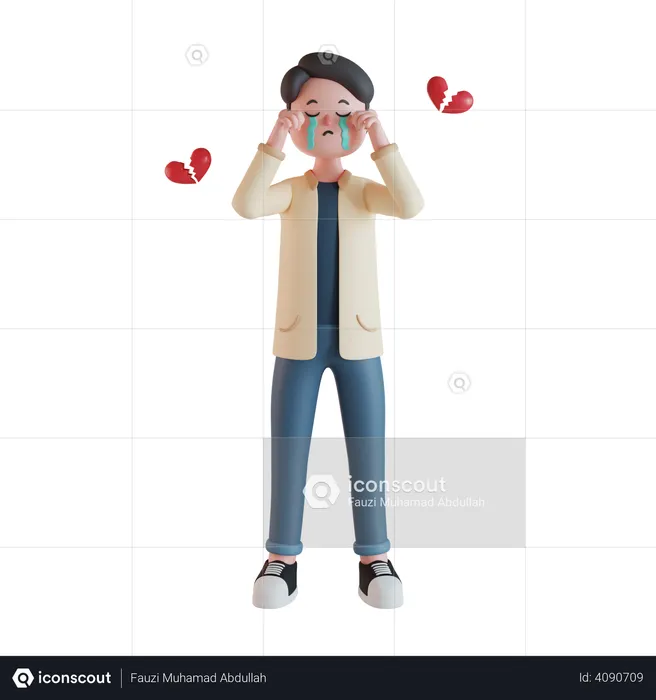 Man with broken heart  3D Illustration