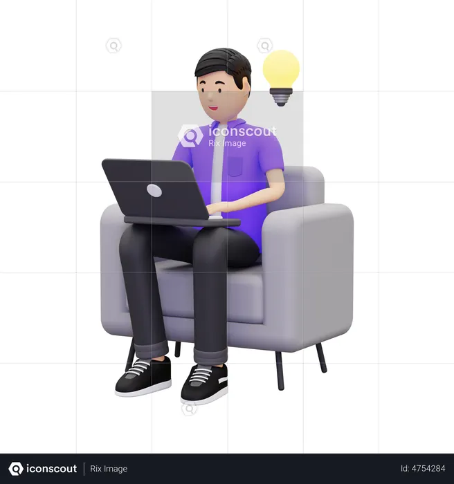 Man With Business Idea  3D Illustration
