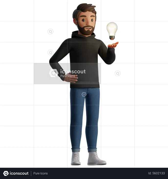 Man with business idea  3D Illustration