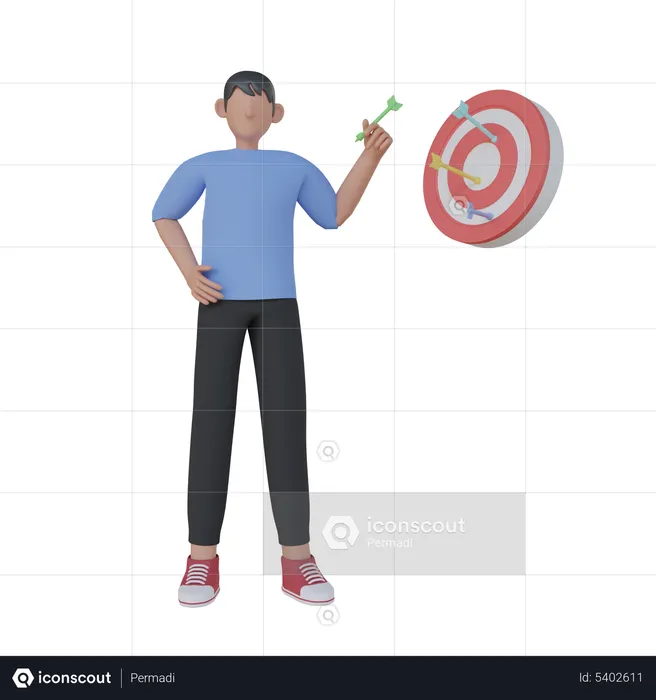 Man With Business Target  3D Illustration