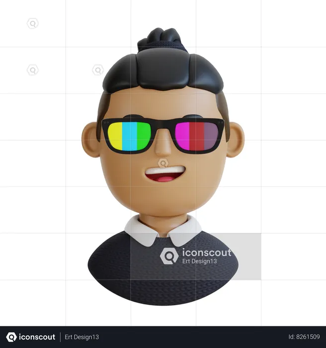 Man With Colourful Glasses  3D Icon