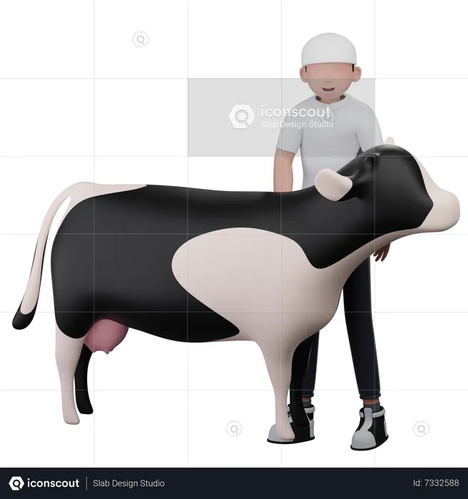 Man With Cow  3D Icon