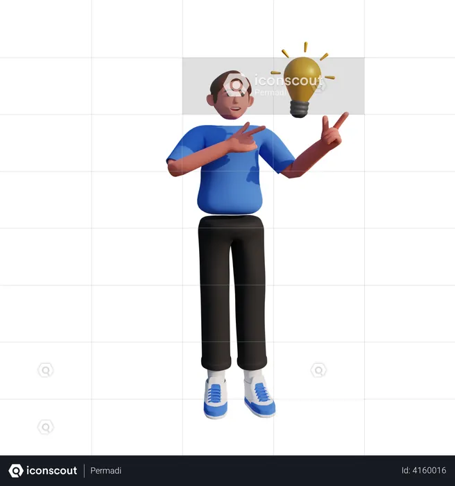 Man with Creative Idea  3D Illustration