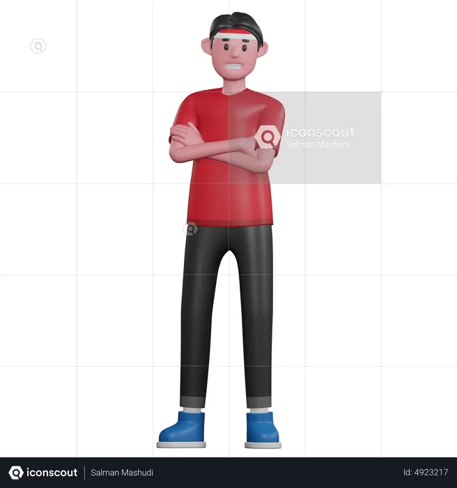 Man with Crossed Arms Pose  3D Illustration