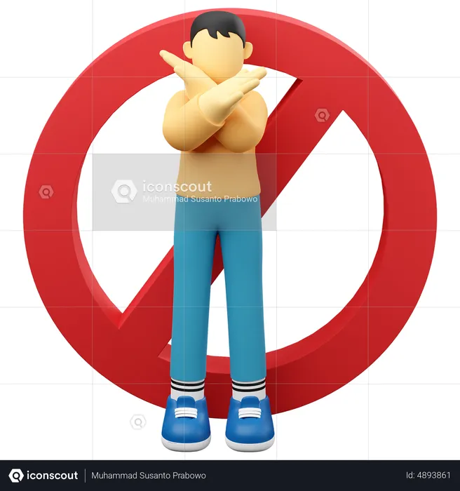 Man With Crossed Hands  3D Illustration